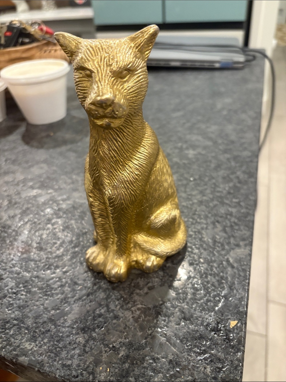 Anthropologie Gold Cat Figurine